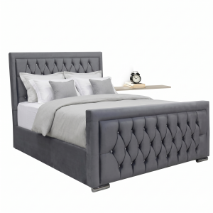 Chesterfield bed met matras – fluwelen bed met diamantstiksel en matras inbegrepen