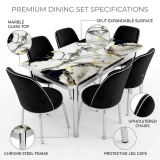 Marmeren eettafel specificaties – afmetingen luxe eetkamerset
