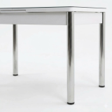 Marmeren eettafel – detail bedrukt glazen blad met zwart marmerprint