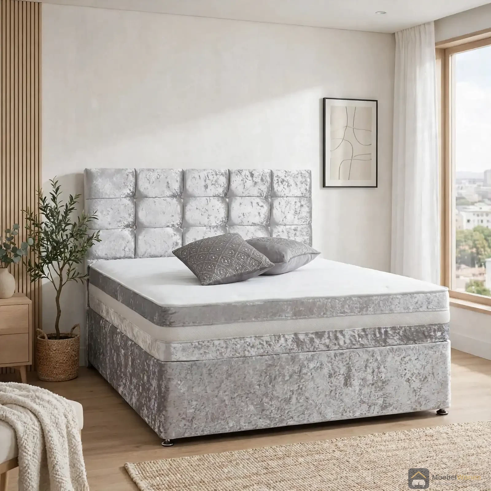 Divanbed met lades incl. matras in een slaapkamer