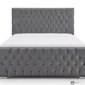 Florida bed met opbergruimte kopen – fluwelen bed met gaslift en stalen poten